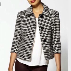 Trina Turk Classic Houndstooth 100% Cotton Blazer Jacket - Size 2